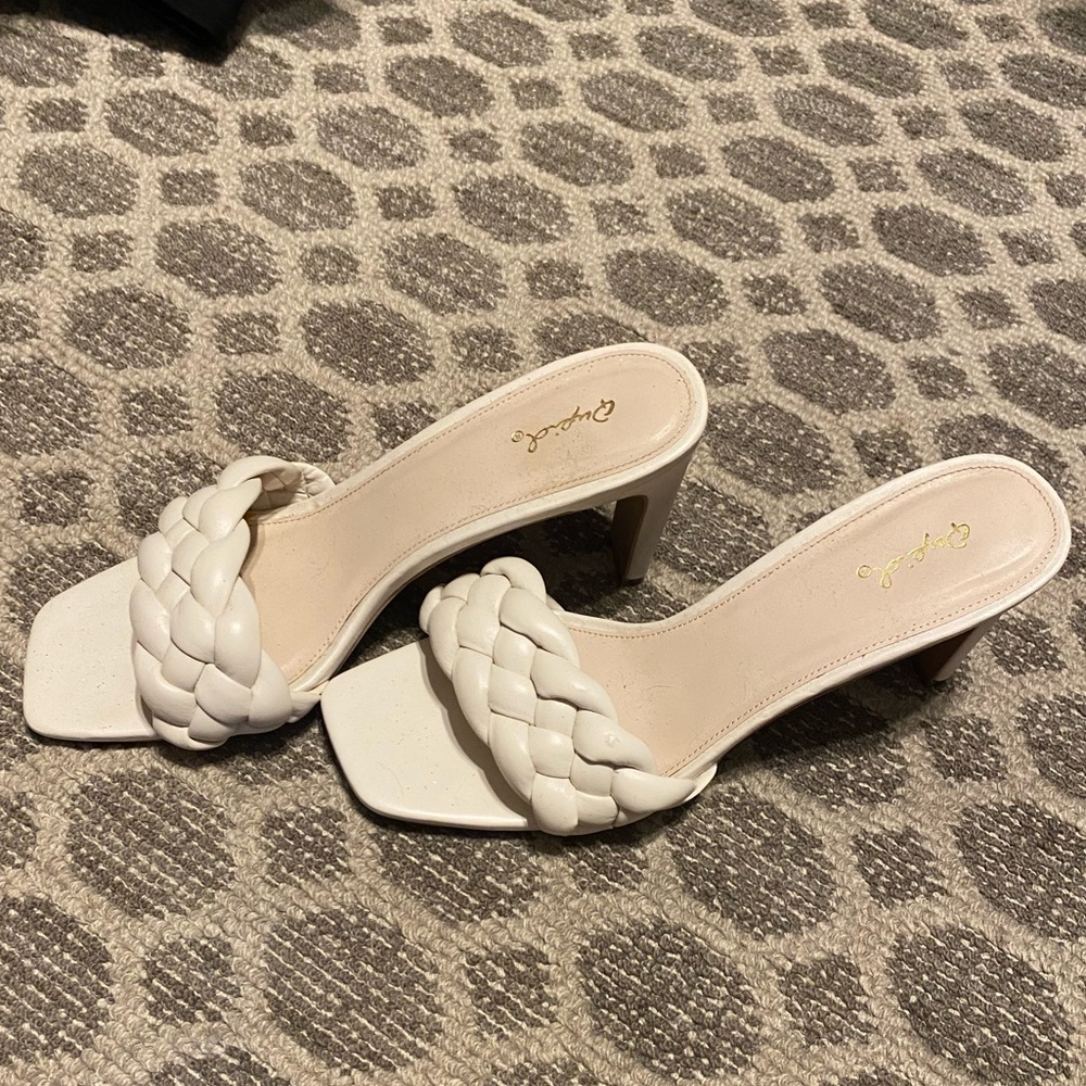 Braided Leather Mule Heels